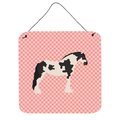 Micasa Cyldesdale Horse Pink Check Wall or Door Hanging Prints6 x 6 in. MI627851